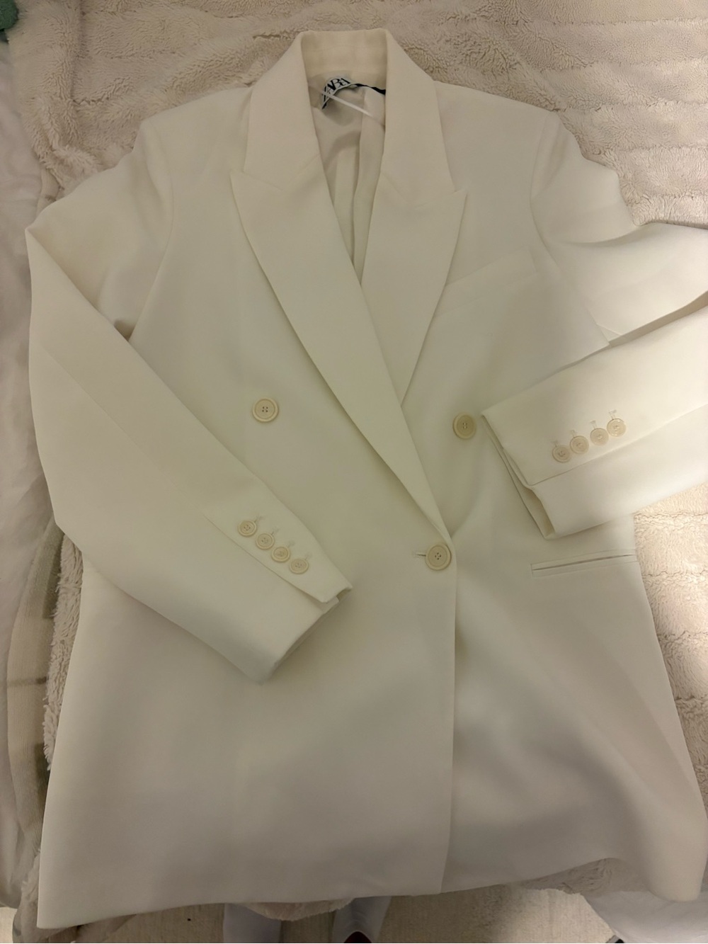 Zara Oversized Cream Double-Breasted Women's Blazer